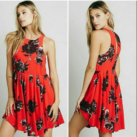 Free People Dresses & Skirts - Free People floaty red dress large floral print